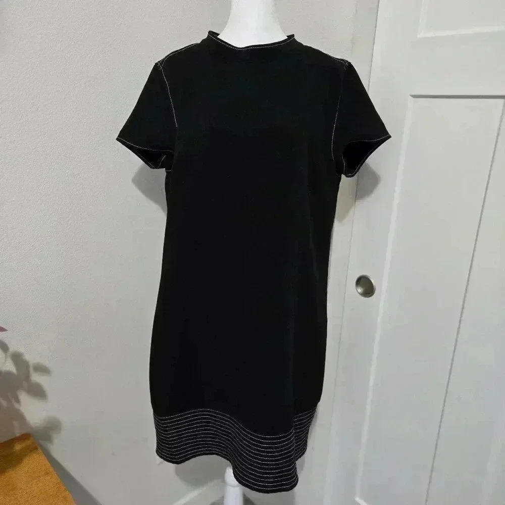 Vince Camuto Dress Black Short Sleeve Knee Length Size Large